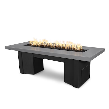 The Outdoor Plus 60 Alameda Fire Table Smooth Concrete, Natrual Gray Concrete Top, Black Powder Coat Base, Natural Gas OPT-ALMGFRC60FSEN-NGY-BLK-NG
